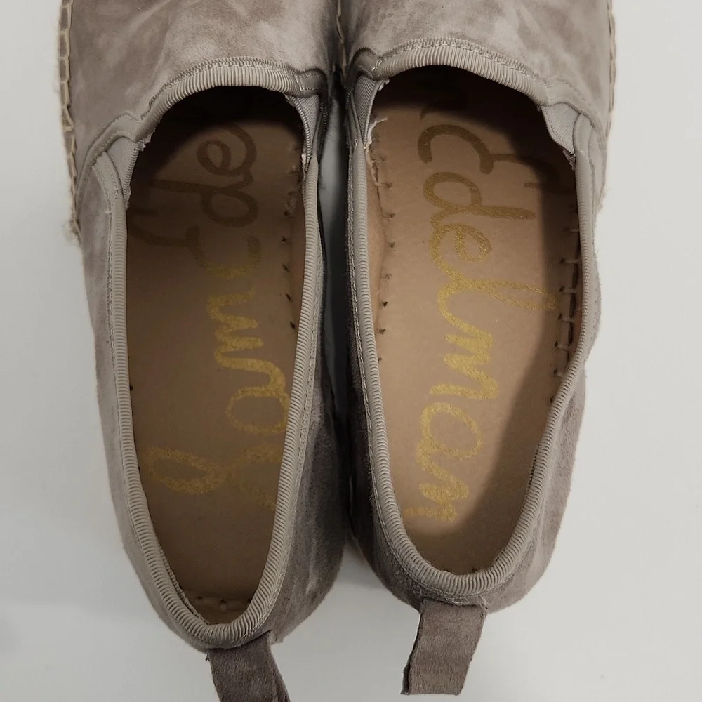Sam Edelman Carrin Women's 9M Gray Suede Espadrille Platform Slip On Shoes EUC